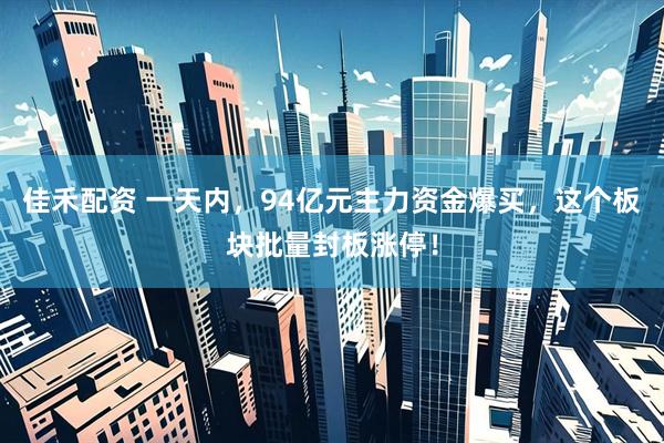佳禾配资 一天内，94亿元主力资金爆买，这个板块批量封板涨停！