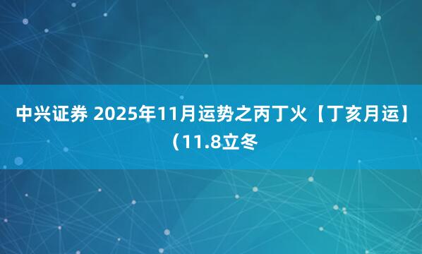 中兴证券 2025年11月运势之丙丁火【丁亥月运】(11.8立冬